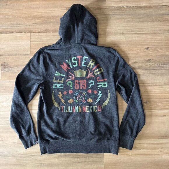 Roots Of Fight Rey Mysterio Jr 619 Gray Hoodie Size Large Mexico Wrestling - Picture 1 of 6
